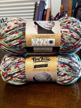 Big Twist Sincerely Multicolor Acrylic Yarn - Speckled White Base